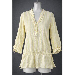 LILLY PULITZER Cotton Beach Swim Cover-up Dress 8 Pale Yellow Stripe Ruffle